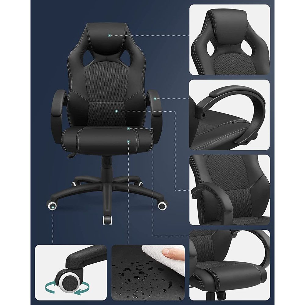 Black Gaming Chairs for Playstation Office Gaming Station Home Study Room
