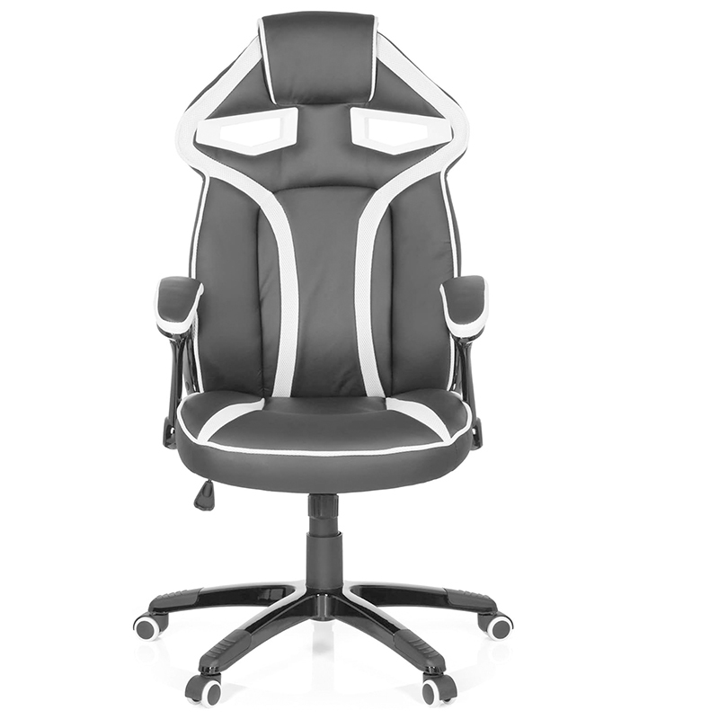 Gaming Chair Faux Leather Black/Green Desk Chair with Armrests High Back