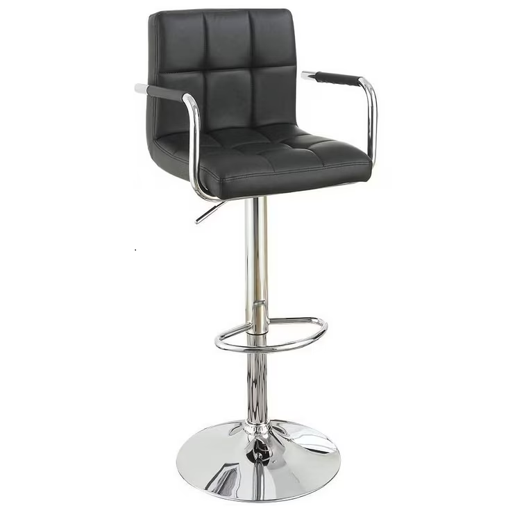 Soft PU Leather Padded Bar Stool With Arm