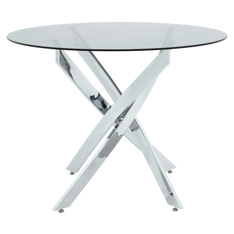 Table Glass And Metal Legs In Chrome Shade D100x75cm