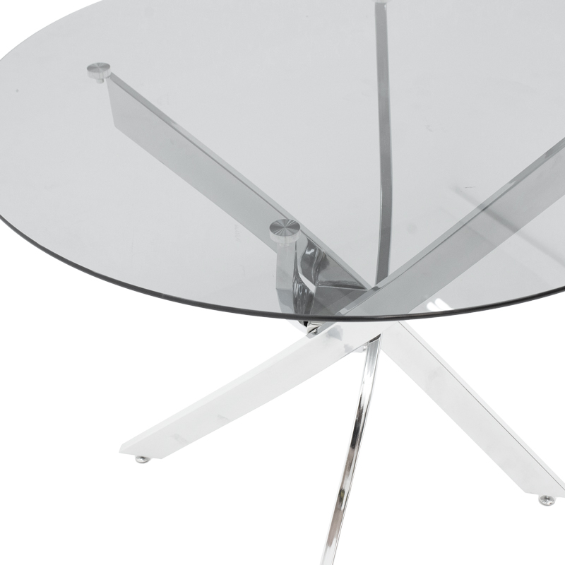 Table Glass And Metal Legs In Chrome Shade D100x75cm