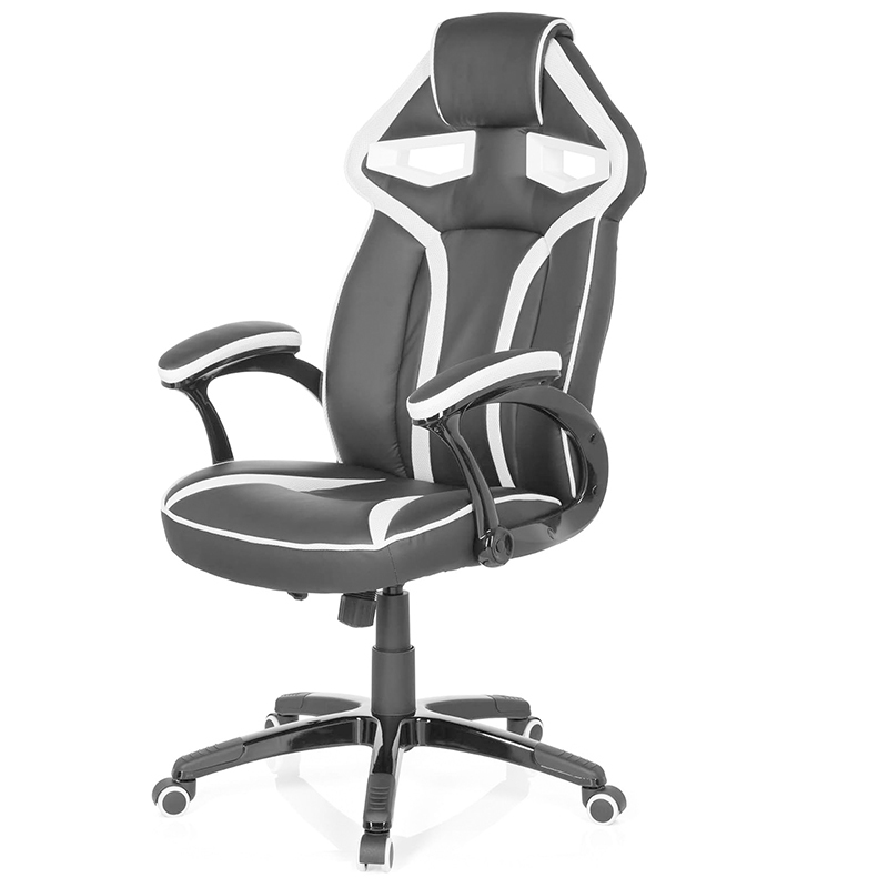 Gaming Chair Faux Leather Black/Green Desk Chair with Armrests High Back