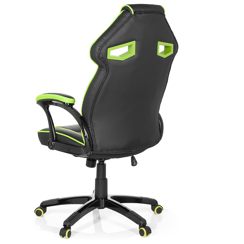 Gaming Chair Faux Leather Black/Green Desk Chair with Armrests High Back