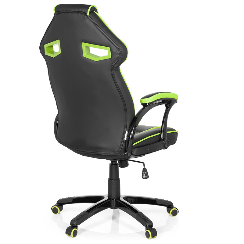 Gaming Chair Faux Leather Black/Green Desk Chair with Armrests High Back