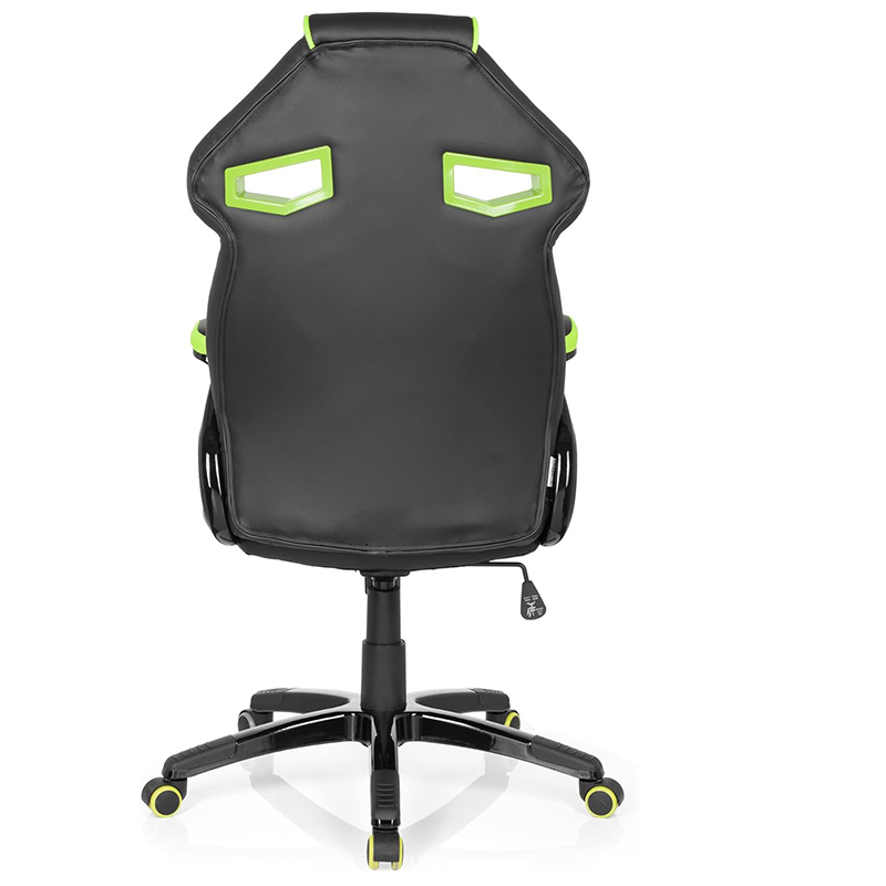 Gaming Chair Faux Leather Black/Green Desk Chair with Armrests High Back
