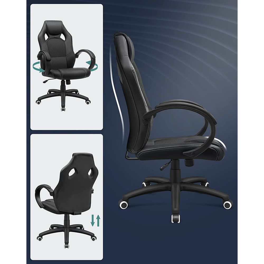 Black Gaming Chairs for Playstation Office Gaming Station Home Study Room