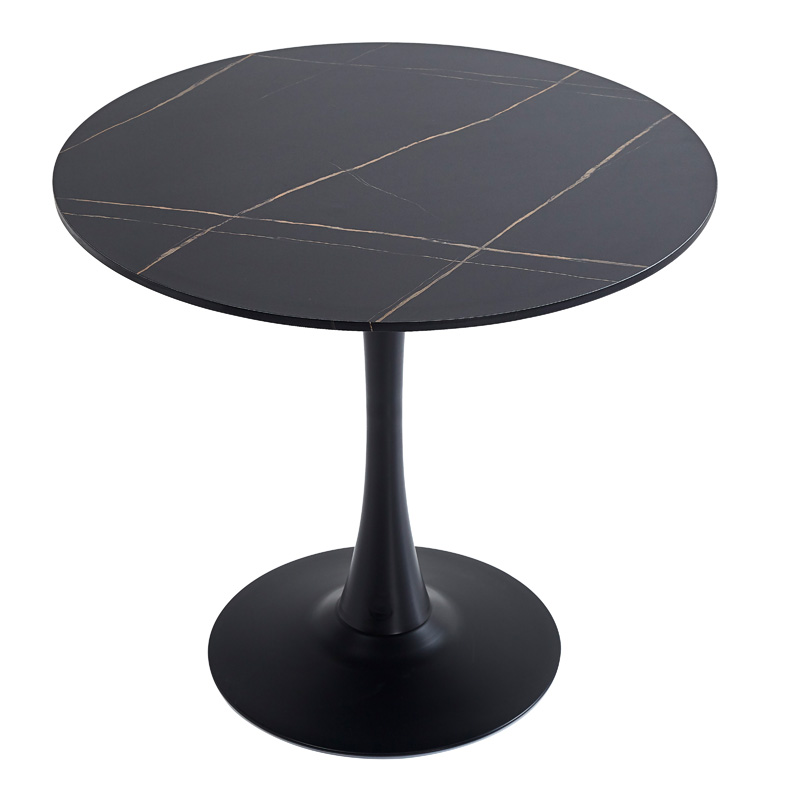 Dining table MDF in marble black color D80x75cm