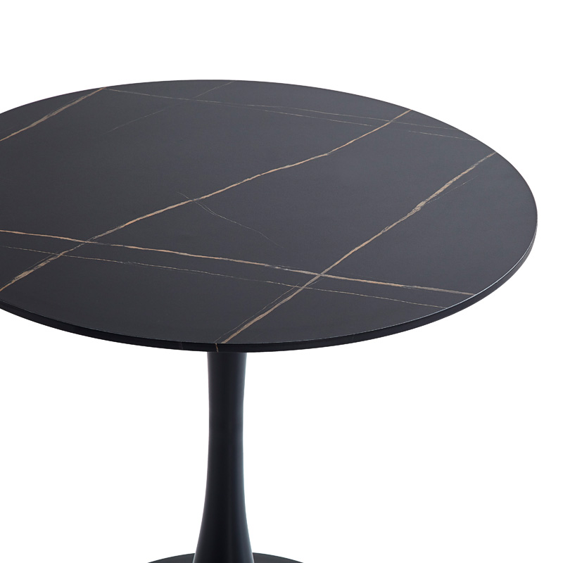 Dining table MDF in marble black color D80x75cm