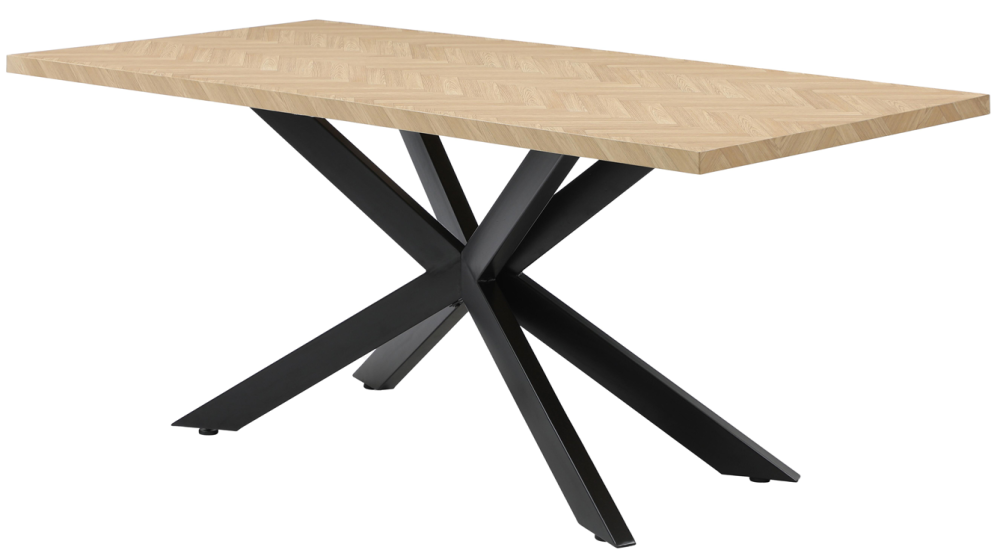 180x90CM 6 person Wood Dining Table With Black Metal Legs