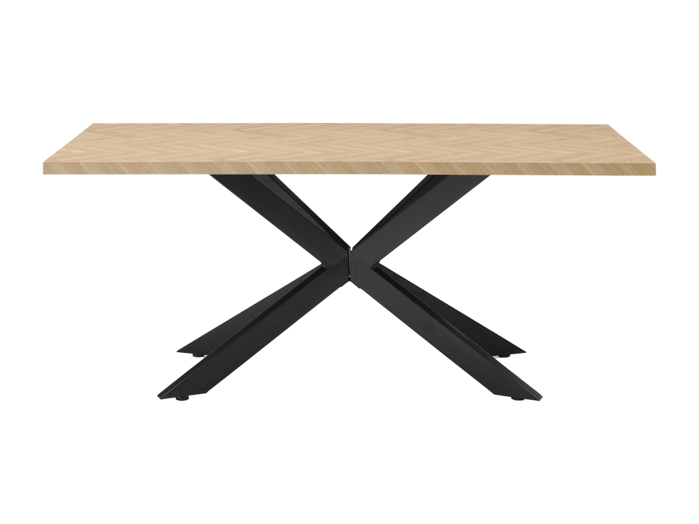 180x90CM 6 person Wood Dining Table With Black Metal Legs
