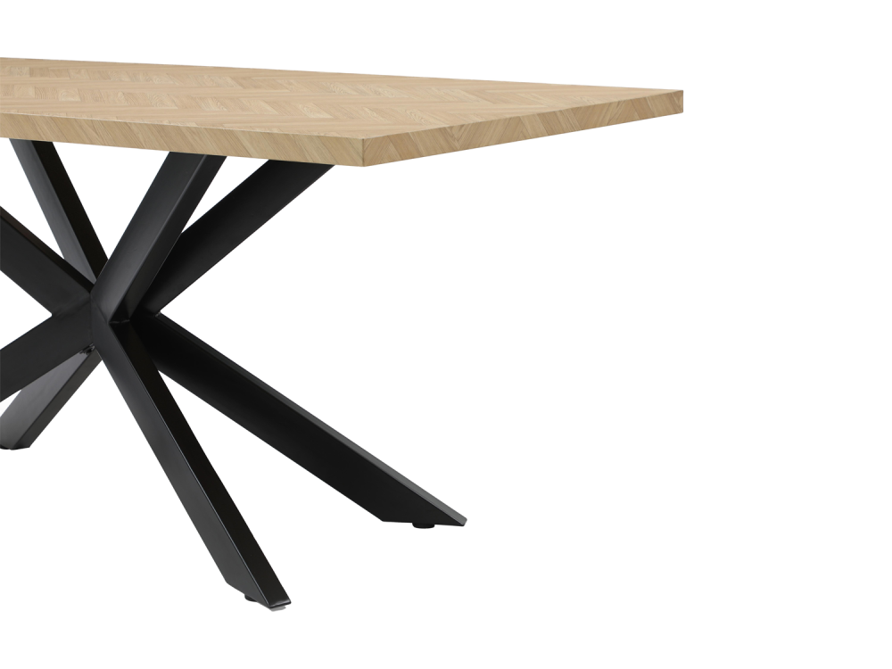 180x90CM 6 person Wood Dining Table With Black Metal Legs