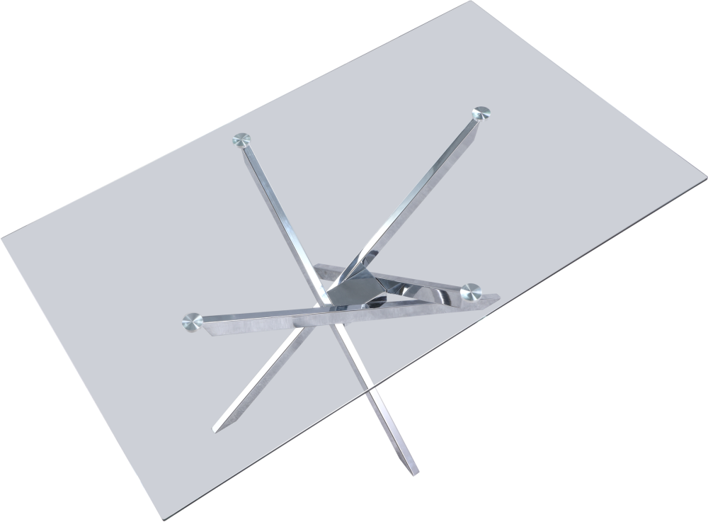 Tempered Glass Dining Room Table with Chromed Steel Legs 150X90cm