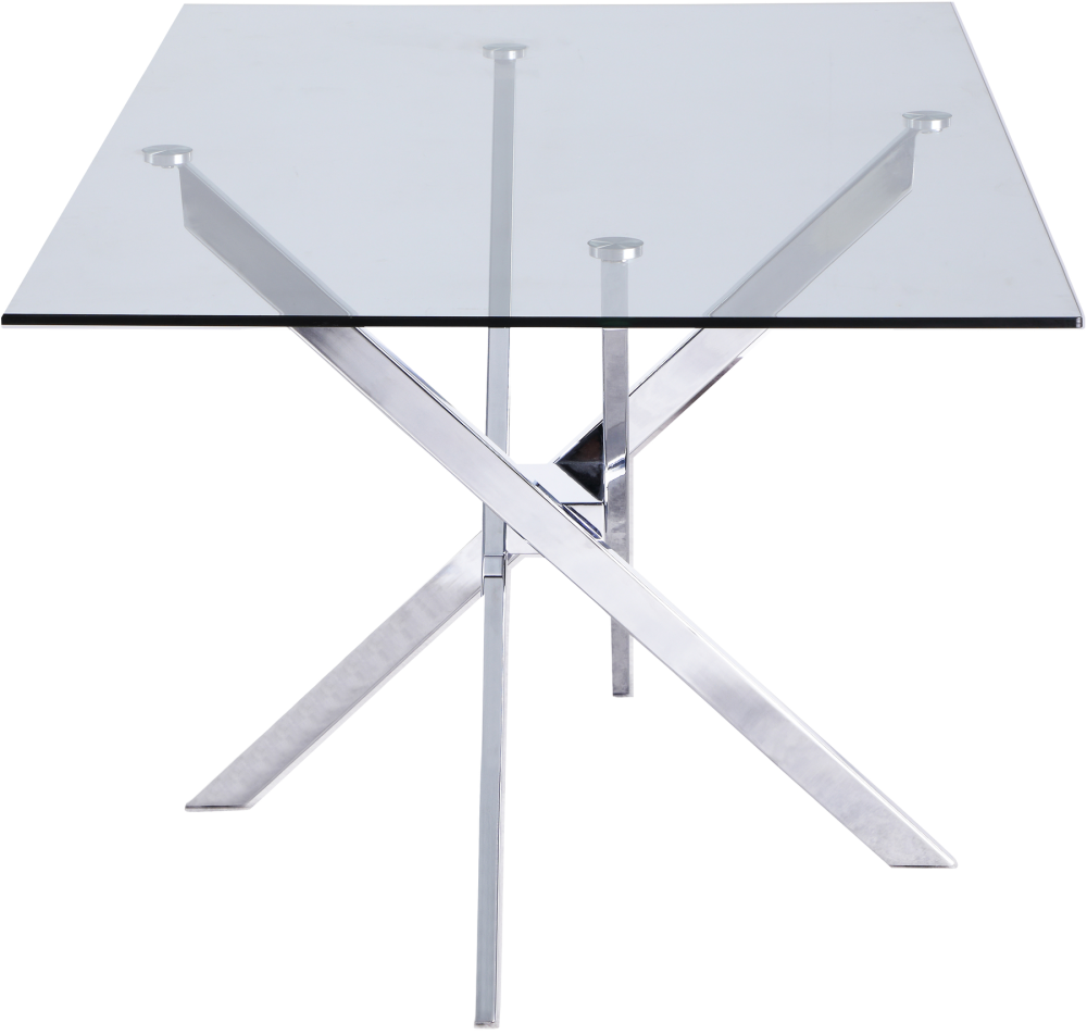 Tempered Glass Dining Room Table with Chromed Steel Legs 150X90cm