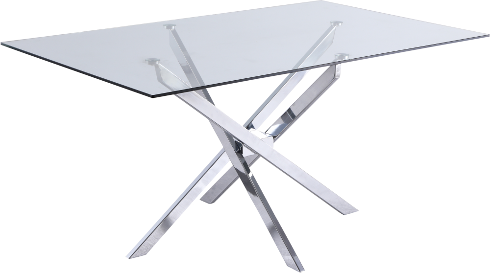 Tempered Glass Dining Room Table with Chromed Steel Legs 150X90cm
