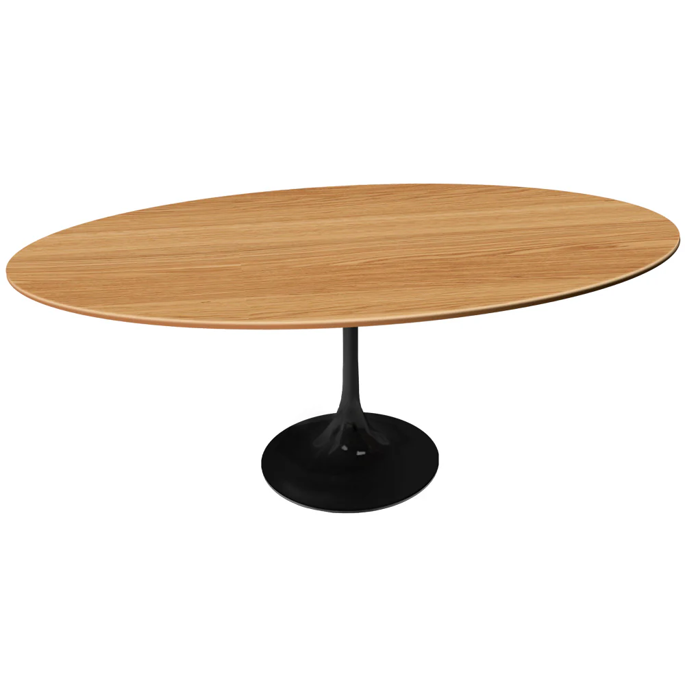 Oval Shape Natural Wood Top Tulip Table  140X80cm  180X100cm