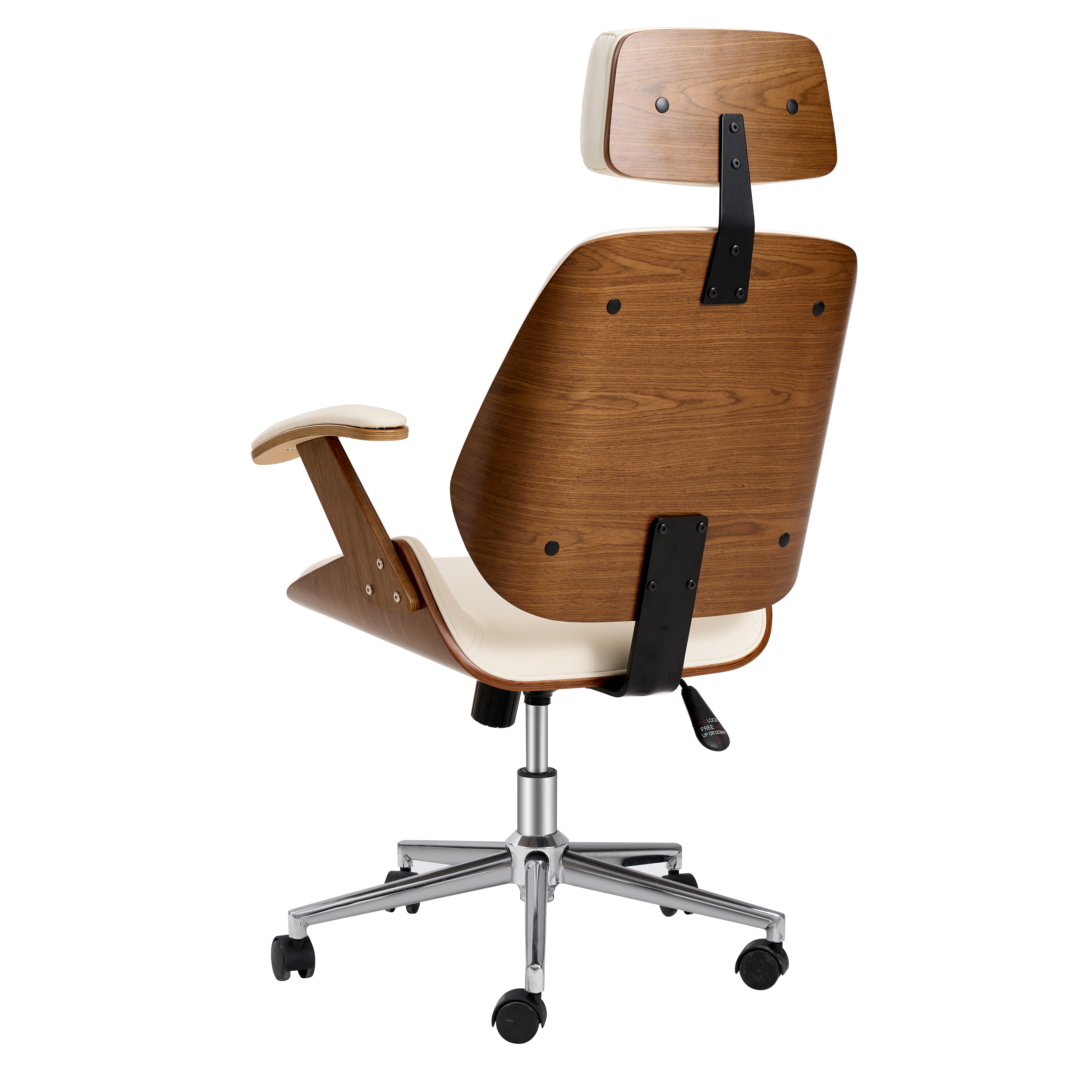 White Color Wood Office Chair With PU Leather Upholstered