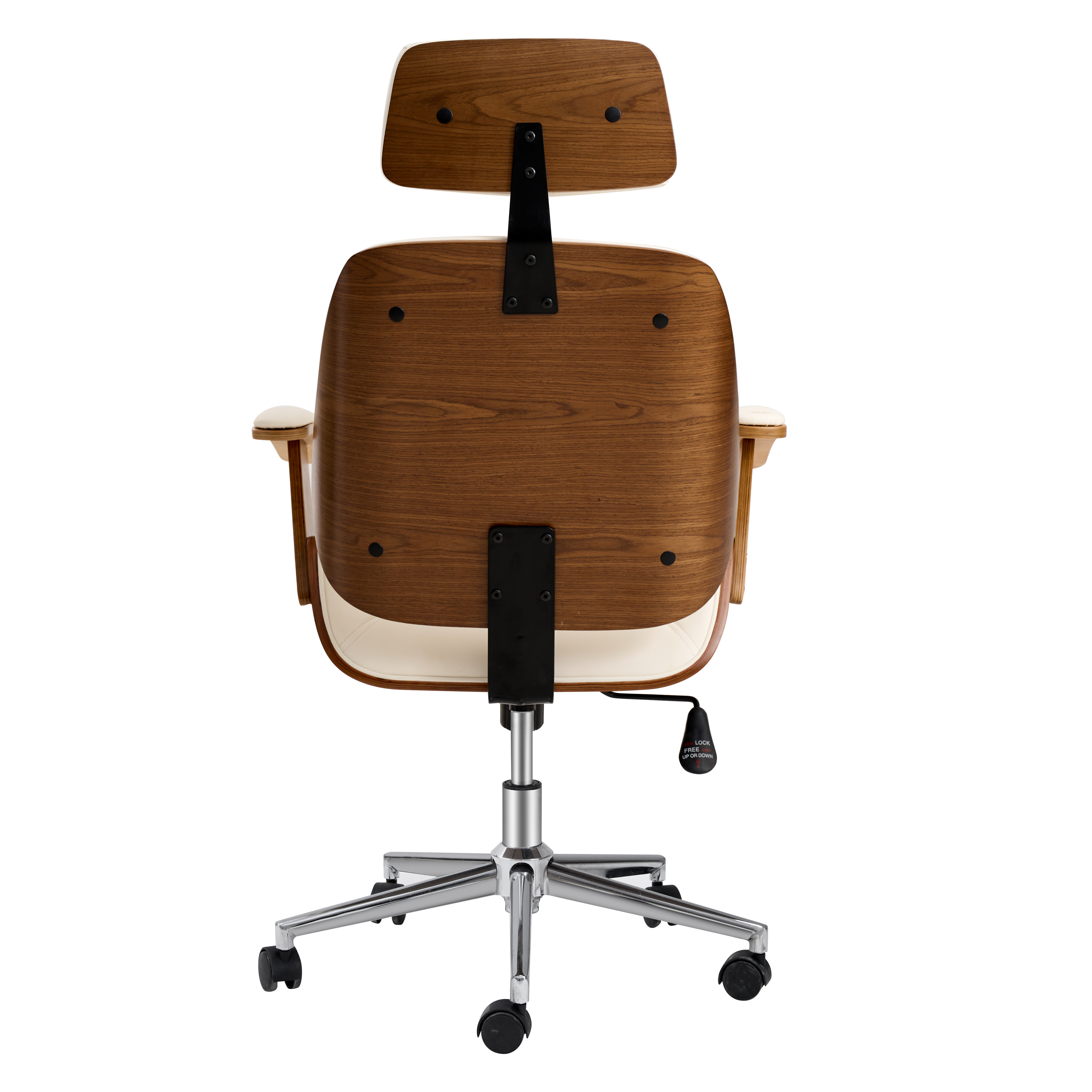 White Color Wood Office Chair With PU Leather Upholstered