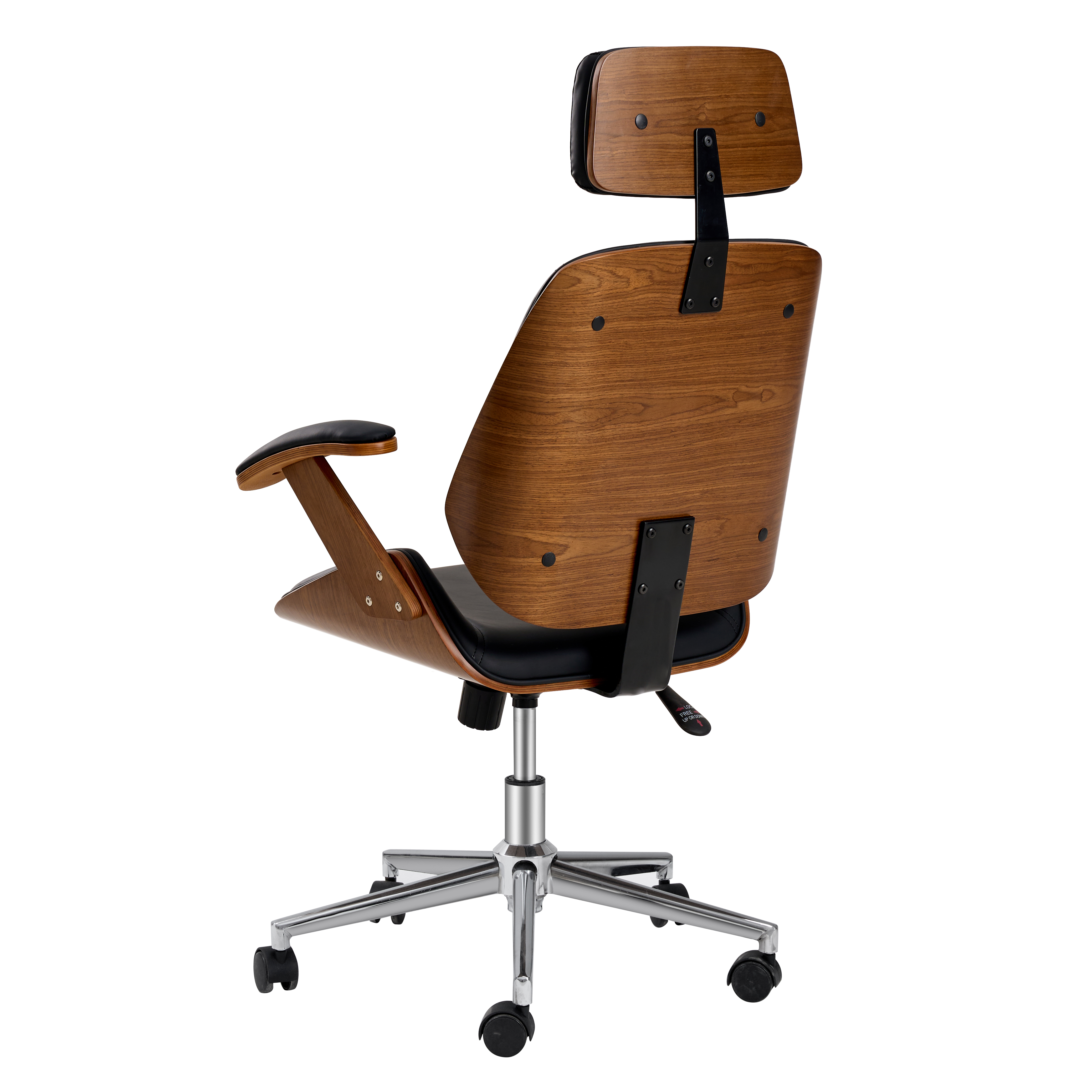 Black Color Wood Office Chair With PU Leather Upholstered