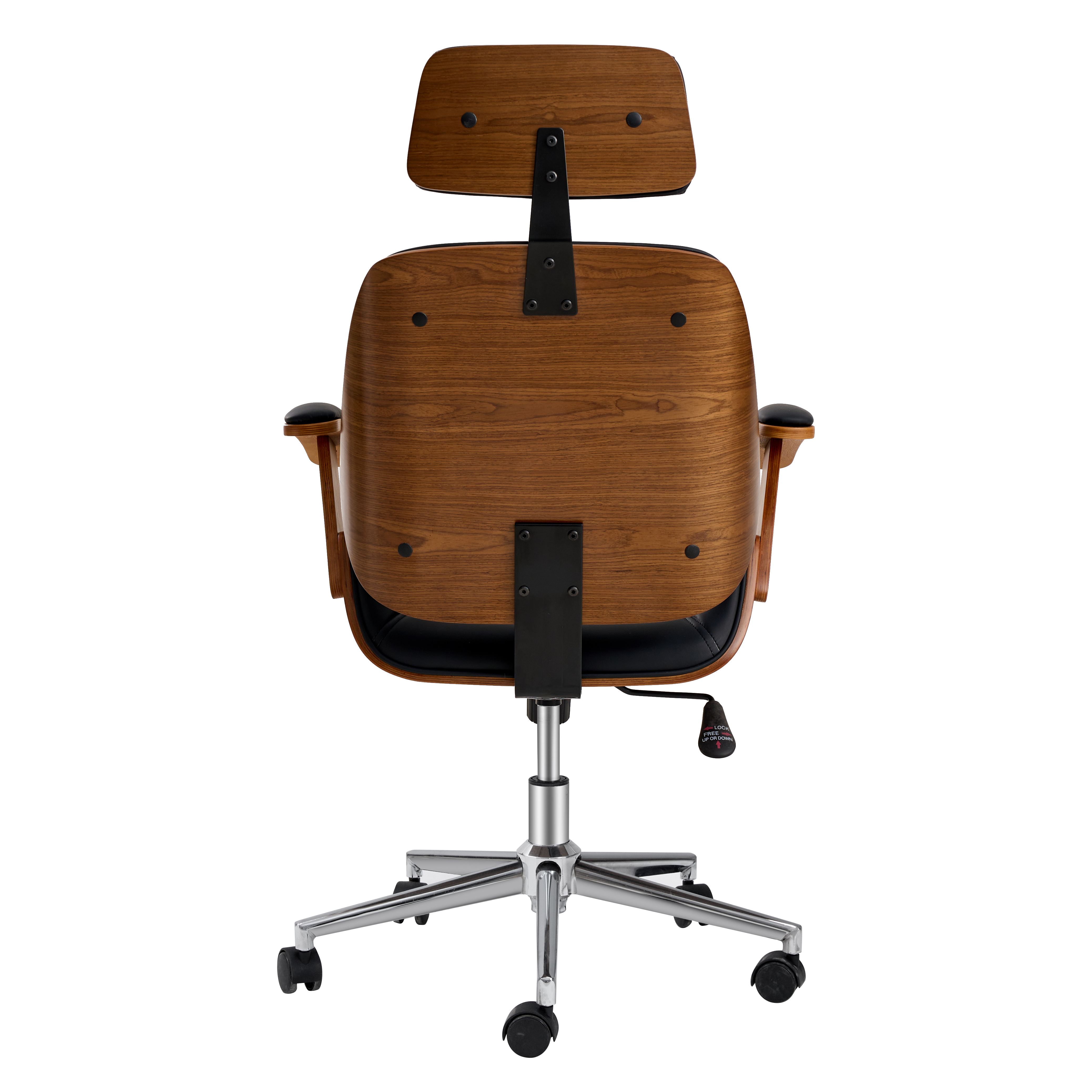 Black Color Wood Office Chair With PU Leather Upholstered