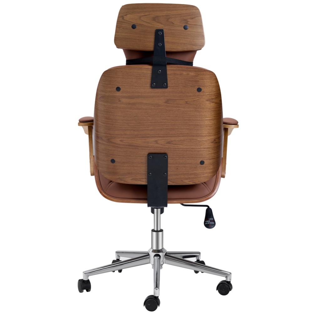 Brown Color Wood Office Chair With Cushion