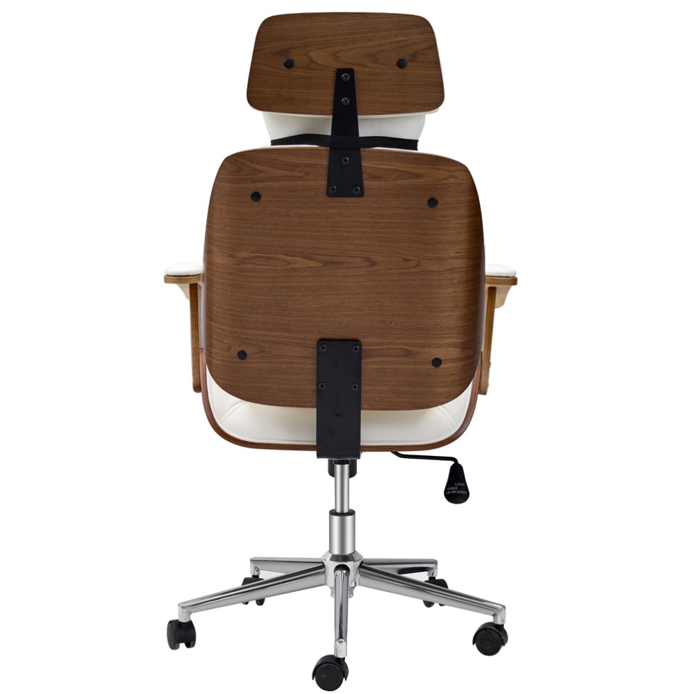 White Color Wood Office Chair With Cushion