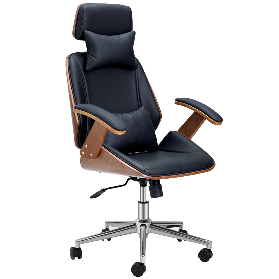Black Color Wood Office Chair With Cushion
