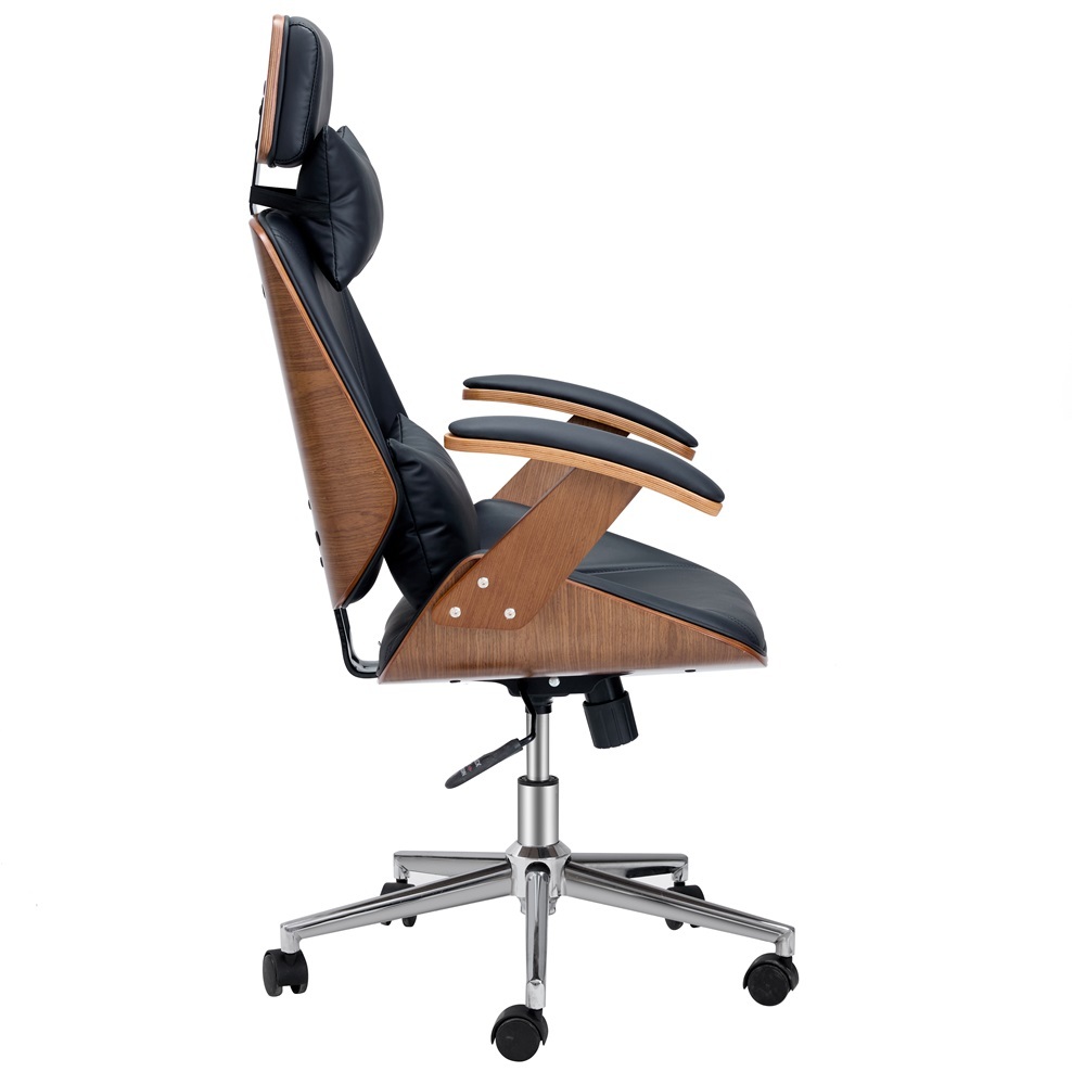 Black Color Wood Office Chair With Cushion