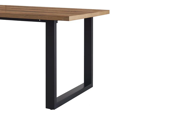 Dark Walnut Color MDF Table With Black Metal Legs