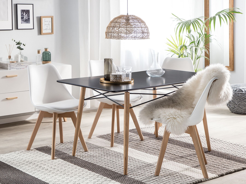 MDF Table With Metal Structure And Wood legs