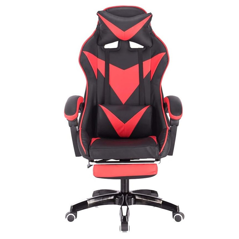 Leather gaming computer chair with footrest