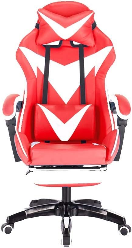 Leather gaming computer chair with footrest