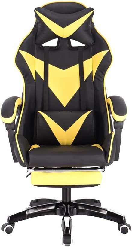 Leather gaming computer chair with footrest