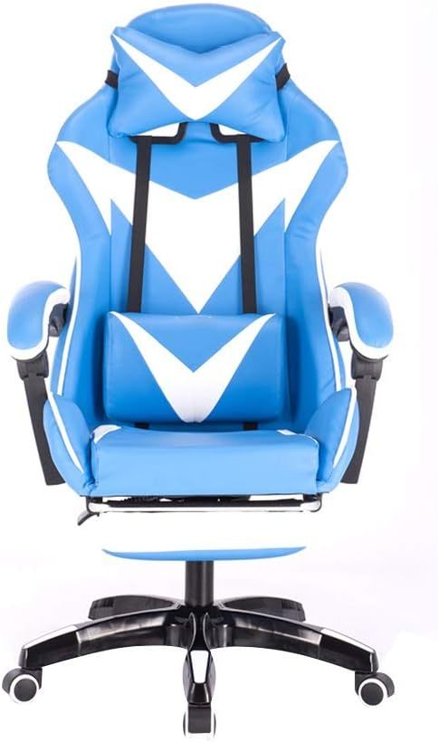 Leather gaming computer chair with footrest