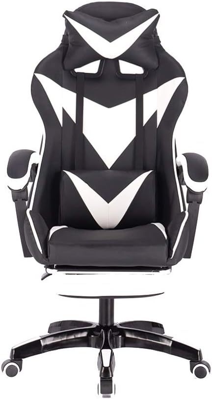 Leather gaming computer chair with footrest