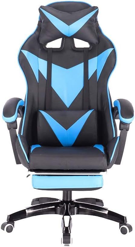 Leather gaming computer chair with footrest