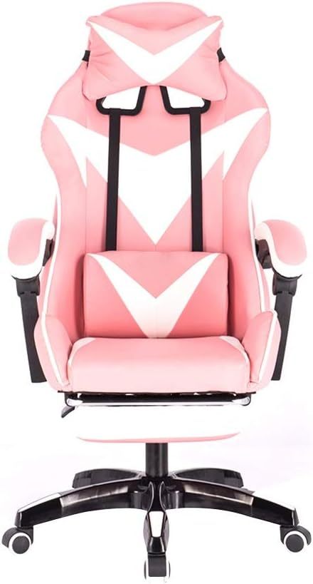 Leather gaming computer chair with footrest
