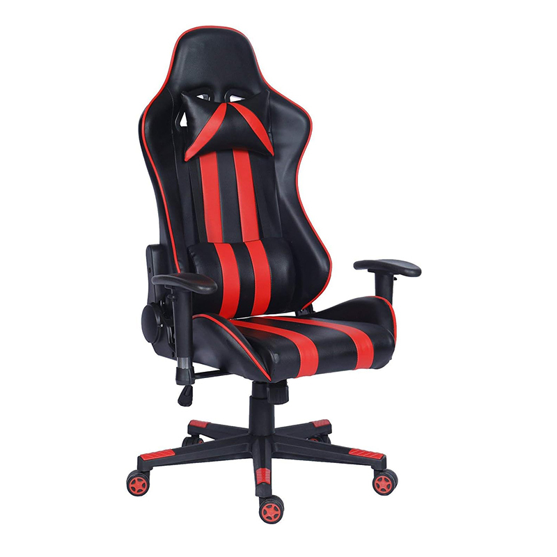 Adjustable Lumbar Support Swivel Gaming Chair with PU Leather