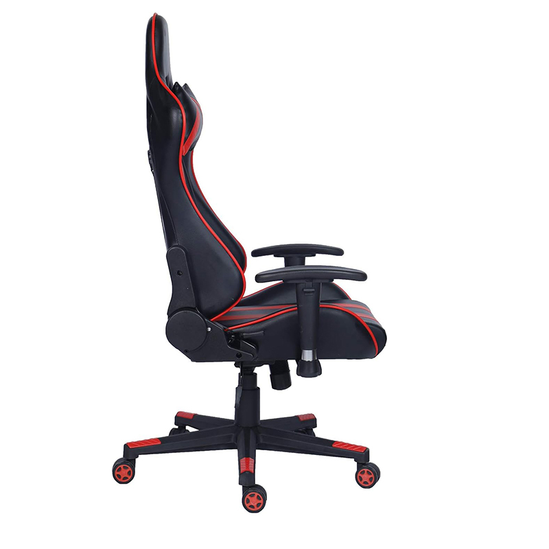 Adjustable Lumbar Support Swivel Gaming Chair with PU Leather