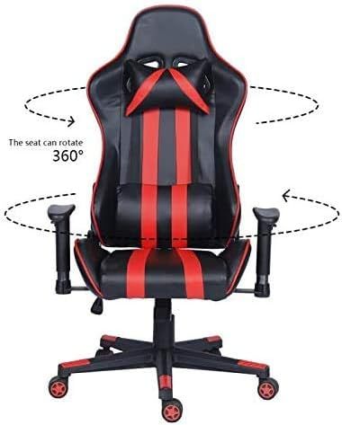 Adjustable Lumbar Support Swivel Gaming Chair with PU Leather