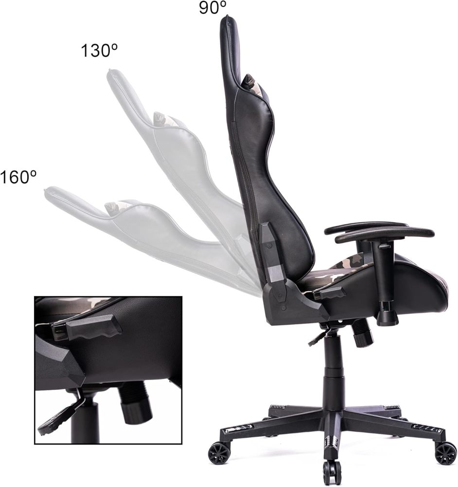 Gaming chair with reclining backrest