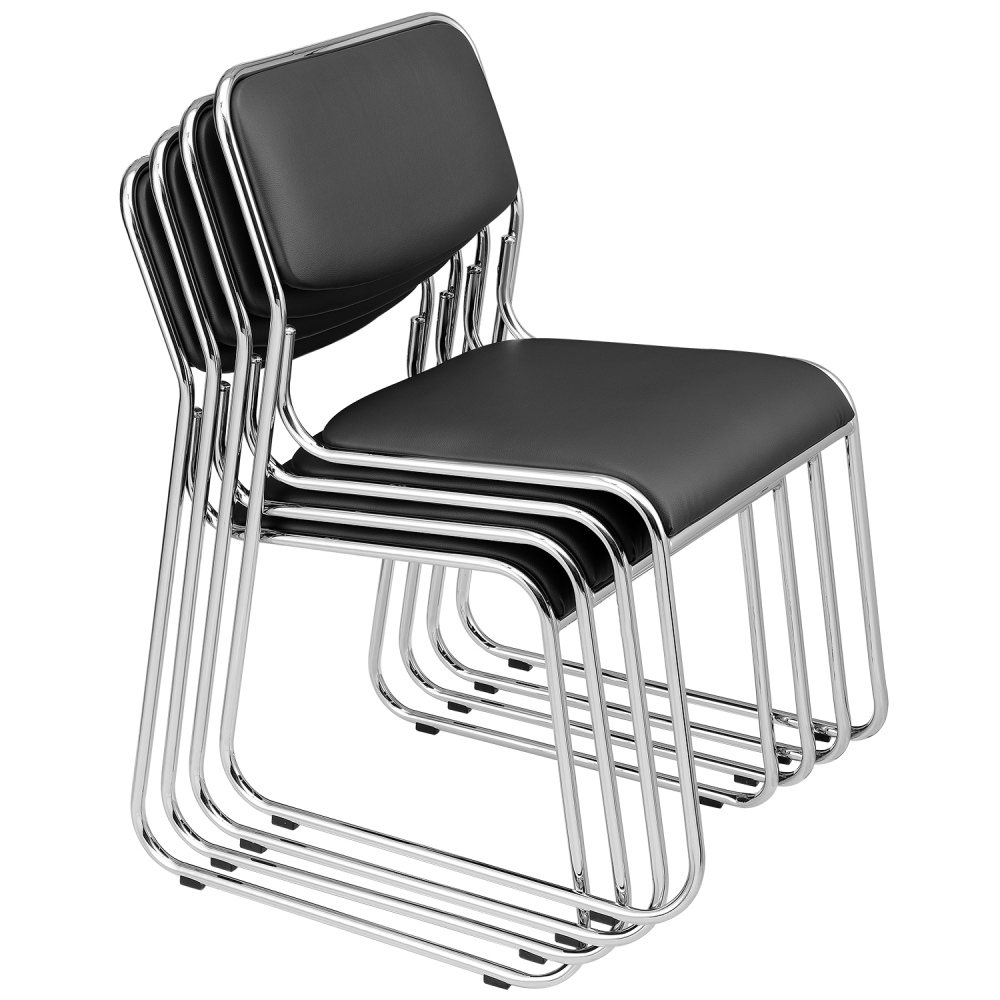 Conference Chair Stackable Ergonomic Metal with Faux Leather Cover