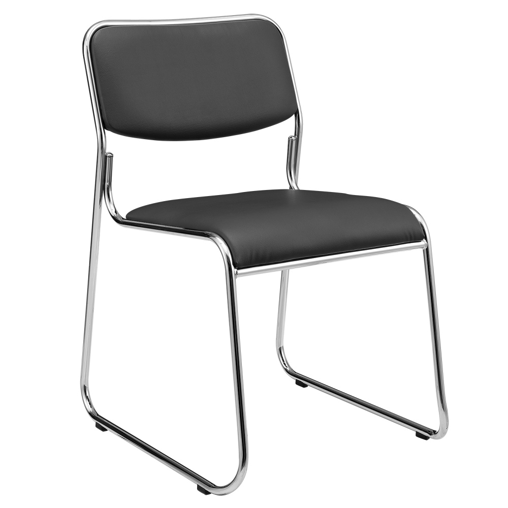 Conference Chair Stackable Ergonomic Metal with Faux Leather Cover