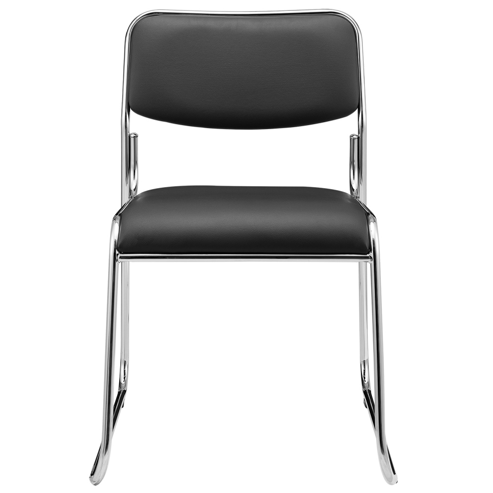 Conference Chair Stackable Ergonomic Metal with Faux Leather Cover