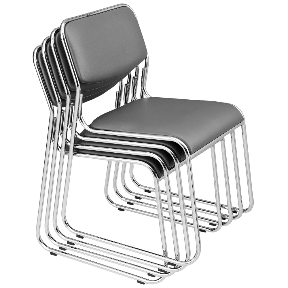 Conference Chair Stackable Ergonomic Metal with Faux Leather Cover