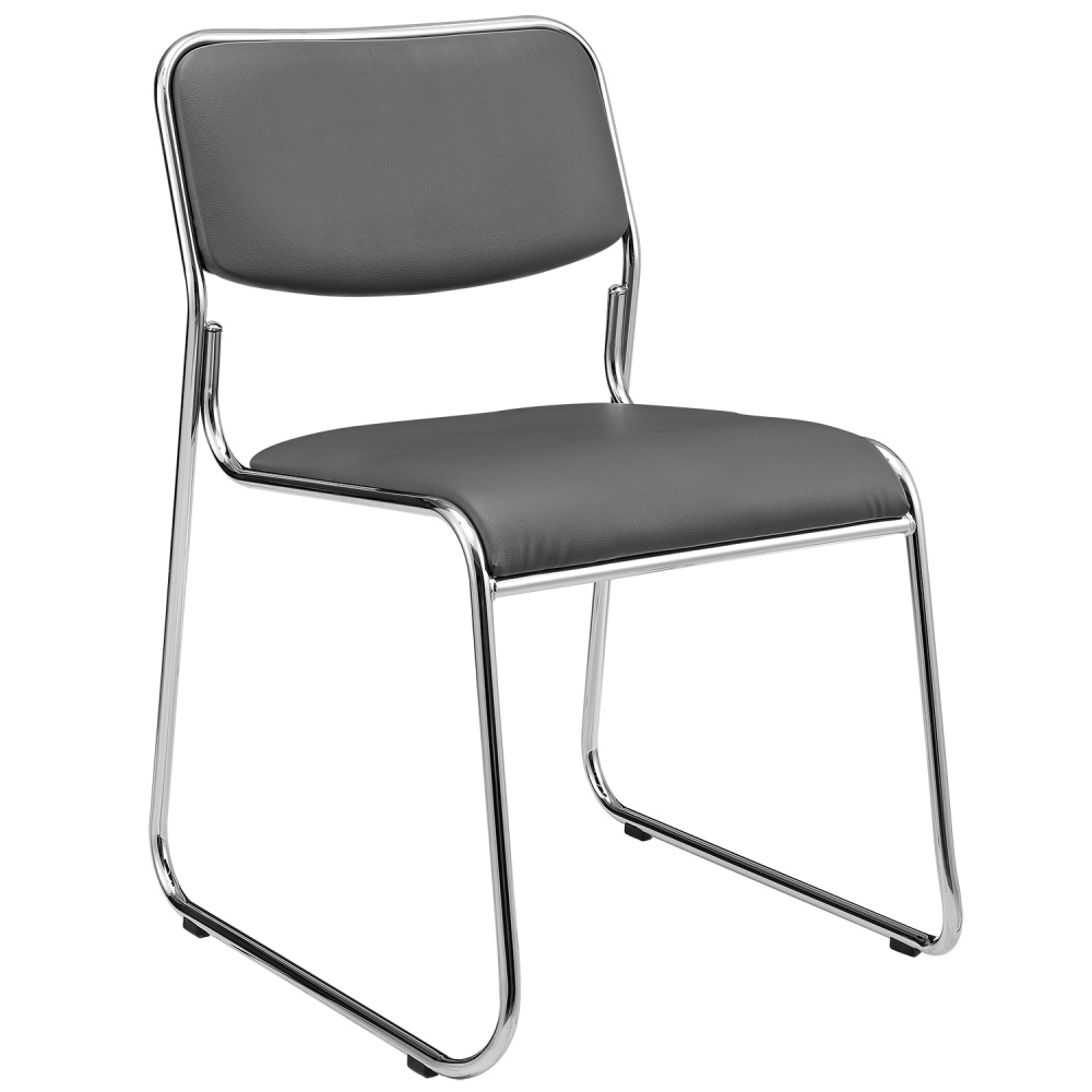 Conference Chair Stackable Ergonomic Metal with Faux Leather Cover