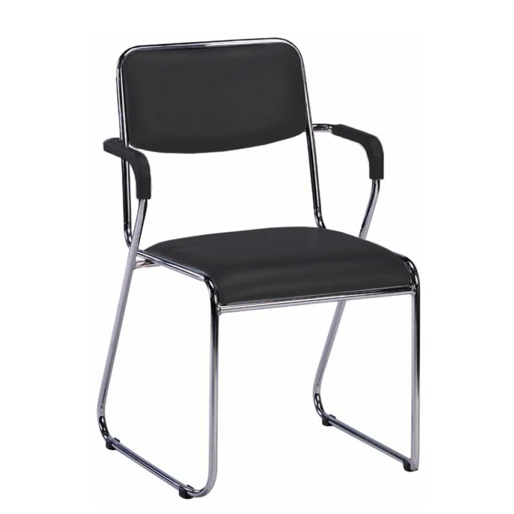 Leatherette Stackable Office Chair With Arms