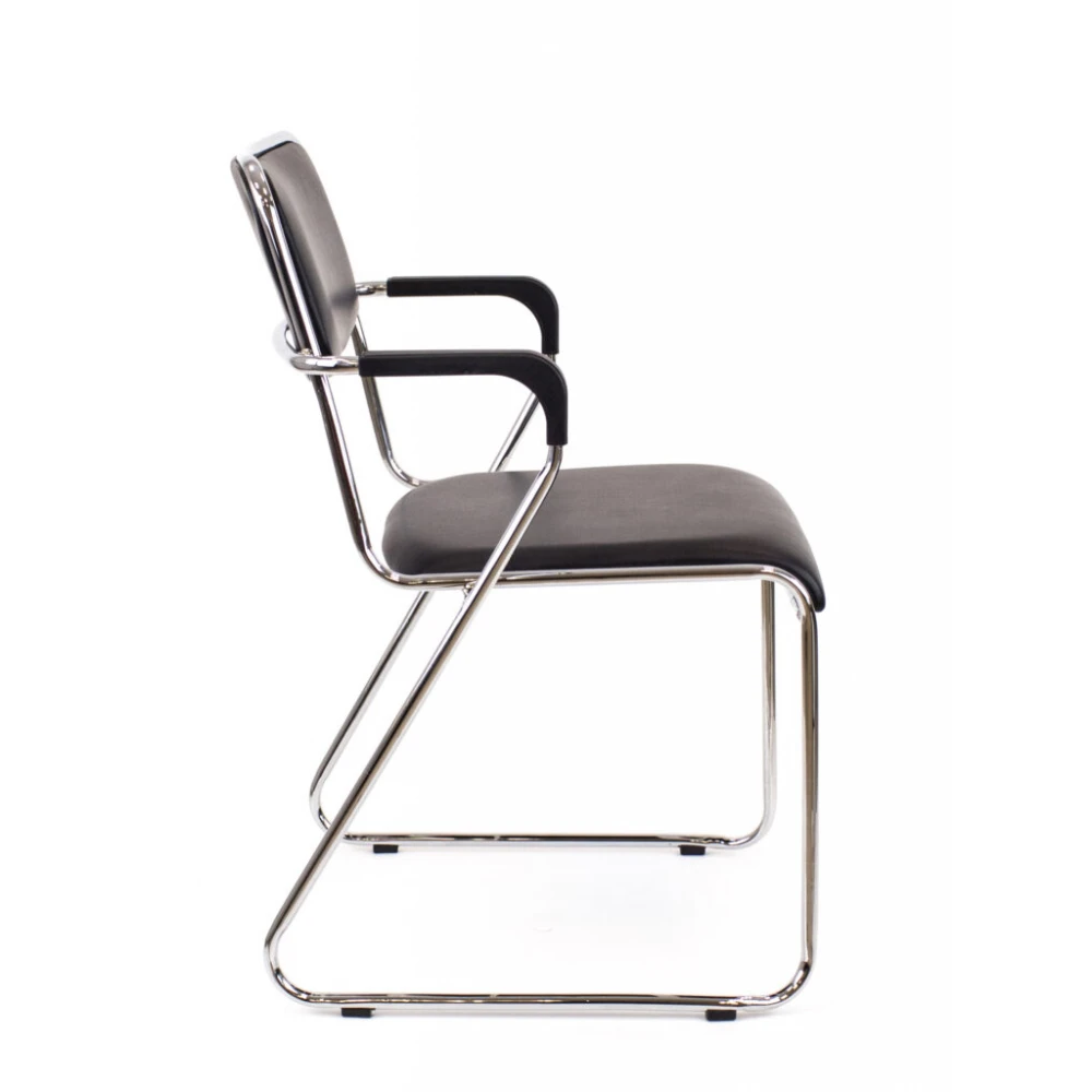 Leatherette Stackable Office Chair With Arms