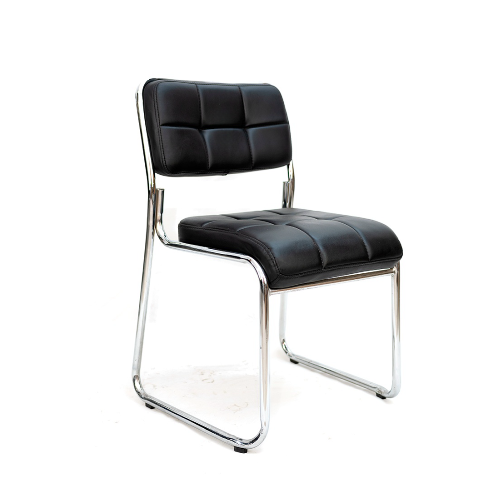 Black Faux Leather Auston Leatherette Visitor Guest Chair Without Arms