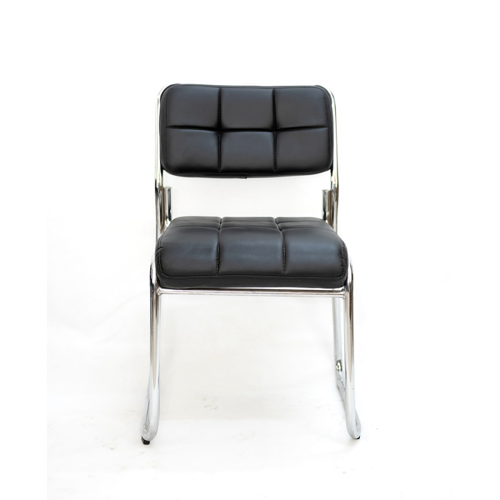 Black Faux Leather Auston Leatherette Visitor Guest Chair Without Arms