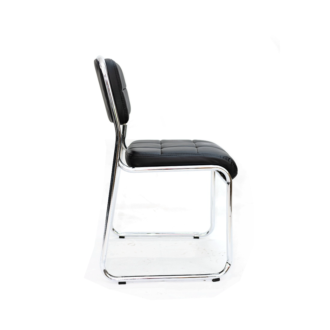 Black Faux Leather Auston Leatherette Visitor Guest Chair Without Arms
